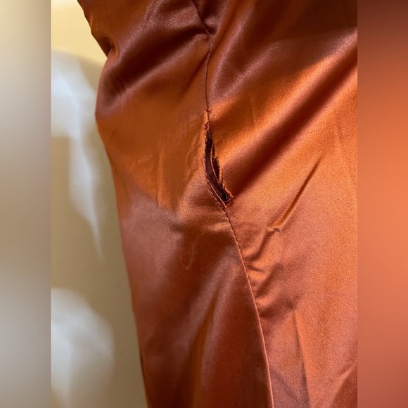 Fashion Nova Sierra Satin mini Dress (read description)- Rust color- Size L - Picture 6 of 6